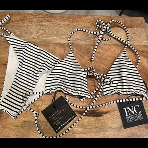It’s Now Cool black & white striped bikini size S